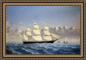 Golden Harvest Framed Paintings - Clipper Ship 'Golden West' of Boston, Outward Bound by William Bradford