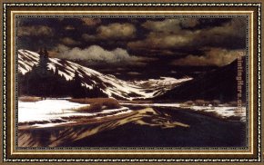 Among The Sierra Nevada Mountains California Framed Paintings - Early Winter in the Sierra Nevada by William Bradford