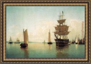 East Bergholt Rectory Framed Paintings - East River Off Lower Manhattan by William Bradford
