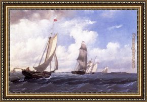 Port, Framed Paintings - The ' Mary' of Boston Returning to Port by William Bradford