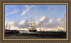 Port, Framed Paintings - The Port of New Bedford from Crow Island by William Bradford