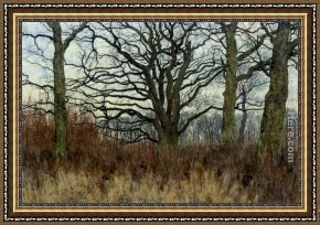 Woodland Walk Framed Paintings - Woodland scene at twilight by William Fraser Garden