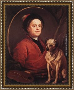 The Painter's Honeymoon Framed Paintings - The Painter and his Pug by William Hogarth