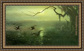 Tropical Framed Paintings - Phantom Crane by William Holbrook Beard