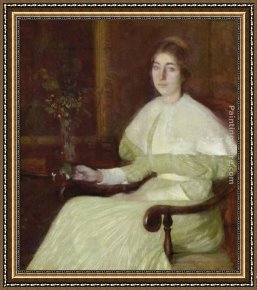 Hart Framed Paintings - Portrait of Adeline Pond Adams Seated in an Interior by William Howard Hart