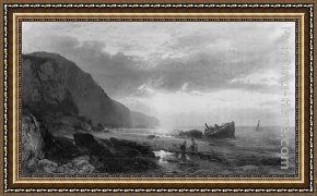 Hart Framed Paintings - Seashore, Morning by William Howard Hart