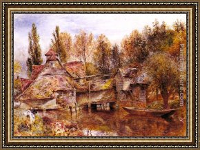 Mill on The Thames, Mapledurham Framed Paintings - Mill on the Thames, Mapledurham by William Huggins