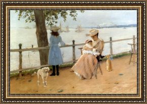 An Afternoon Ride Framed Paintings - Afternoon by the Sea aka Gravesend Bay by William Merritt Chase