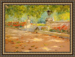 Deer Park Framed Paintings - Terrace Prospect Park by William Merritt Chase