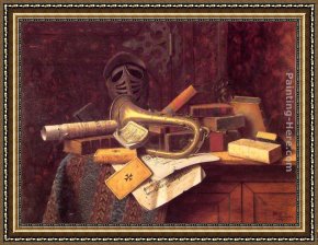Dante And Virgil in Hell Framed Paintings - Still Life with Bust of Dante by William Michael Harnett