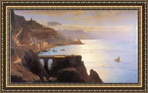 Welsh Coast Framed Paintings - Amalfi Coast by William Stanley Haseltine