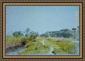 The Colosseum Rome Framed Paintings - Castel Fusano--Near Rome by William Stanley Haseltine