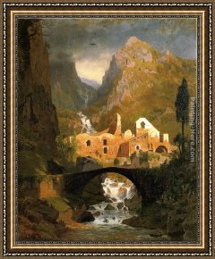 Amalfi Dia Cappuccini Framed Paintings - Valle dei Molini - Amalfi by William Stanley Haseltine