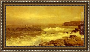 Welsh Coast Framed Paintings - Rocky Sea Coast by William Trost Richards