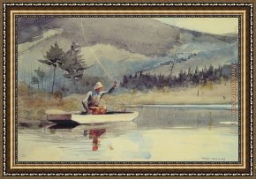 A Beautiful Day Framed Paintings - A Quiet Pool on a Sunny Day by Winslow Homer