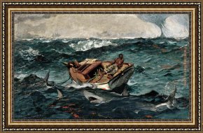 Cottage Stream Framed Paintings - The Gulf Stream by Winslow Homer