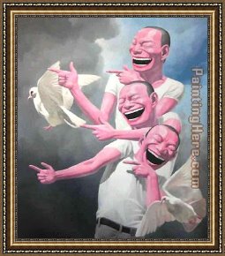 Peace Preserved Framed Paintings - Birds of Peace by Yue Minjun