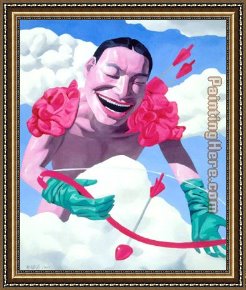 Cupid Framed Paintings - Cupid by Yue Minjun