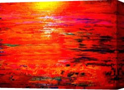 Crimson Canvas Paintings - Crimson and Gold Sunset by 2011