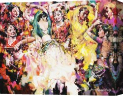 Indian Sacrifice Canvas Paintings - Indian Women Dancing by 2011
