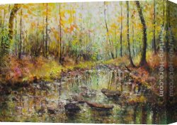 Nearing Camp on The Upper Colorado River Canvas Paintings - Leafs on the River by 2011