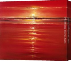 Puffins Over Sea Canvas Paintings - Red on the Sea by 2011
