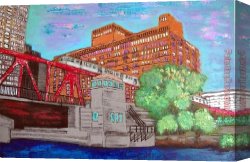 Knife Canvas Paintings - Chicago River by 2017 new