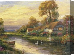 Knife Canvas Paintings - Lakeside Cottage by 2017 new