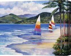 Knife Canvas Paintings - Seaside Sails by 2017 new