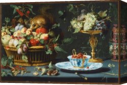Chinese Porcelain Canvas Paintings - Still Life with Fruite Wan Li Porcelain And Squirrel by 2017 new