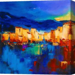 Knife Canvas Paintings - Sunset Over The Village by 2017 new