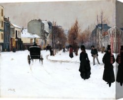 Boulevard Montmarte Canvas Paintings - The Boulevard De Clichy Under Snow by 2017 new