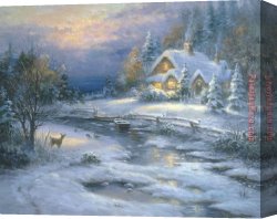 Knife Canvas Paintings - Winter Cottage by 2017 new