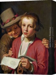 Boy Lighting a Pipe Canvas Paintings - Two Boys Singing from Sheet of Paper by Abraham Bloemaert