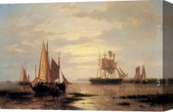 Twilight Canvas Paintings - Twilight Sails by Abraham Hulk Snr