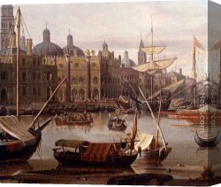The Doge's Palace From The Entrance to The Grand Canal Canvas Paintings - A Capriccio Of The Grand Canal, Venice - detail by Abraham Jansz Storck