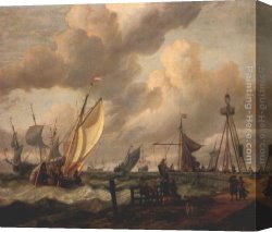 Mediterranean Shipping Canvas Paintings - Shipping by Abraham Jansz Storck