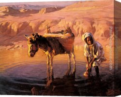 Hole Canvas Paintings - At the Watering Hole by Adam Styka