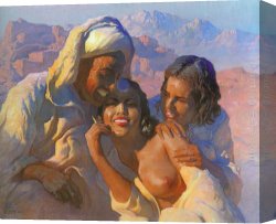 Nicolas-sebastien Adam Canvas Paintings - Le Rendez-Vous au coucher du soleil by Adam Styka