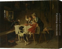 Hard Times Canvas Paintings - Dinner Time by Adolf Eberle