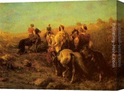 A Soft Place in My Heart Canvas Paintings - Arabian Horseman near a Watering Place by Adolf Schreyer