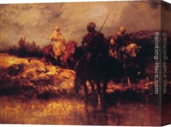 Marshal Ney on Horseback Fighting The Wind Canvas Paintings - Arabs on Horseback by Adolf Schreyer