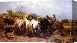 A Soft Place in My Heart Canvas Paintings - The Watering Place by Adolf Schreyer