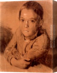 Boy Lighting a Pipe Canvas Paintings - Drawing of a Boy by Adolph von Menzel