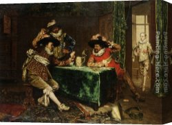 Dead Game Canvas Paintings - A Game of Cards by Adolphe Alexandre Lesrel