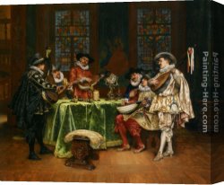 Alexandre-gabriel Canvas Paintings - Interior with Troubadours by Adolphe Alexandre Lesrel