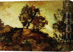 Rocky Canvas Paintings - Rocky Landscape by Adolphe Monticelli