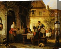 Dead Game Canvas Paintings - The Card Game by Adrien Ferdinand De Braekeleer