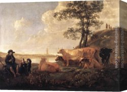 Cuyp Canvas Paintings - Landscape near Rhenen by Aelbert Cuyp
