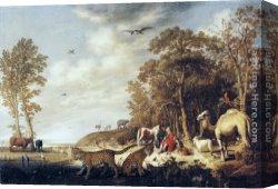 Cuyp Canvas Paintings - Orpheus with Animals in a Landscape by Aelbert Cuyp